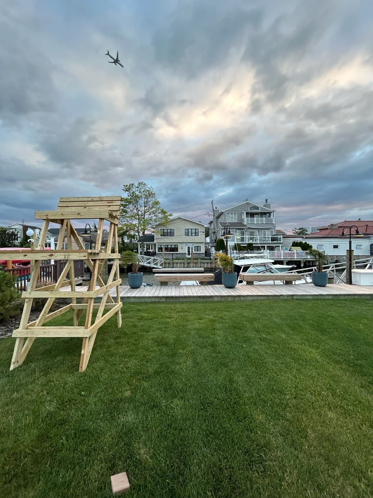 Custom outdoor wooden pergola with clean lines and natural finish